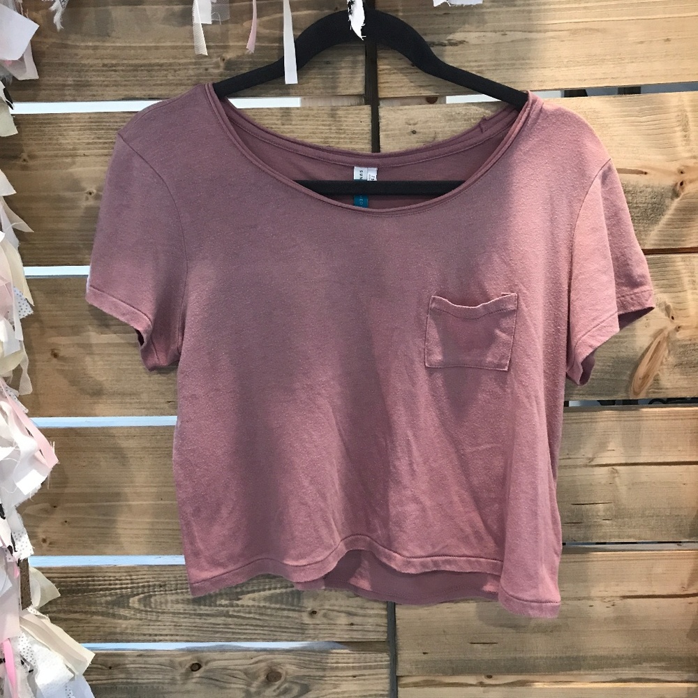 Mauve Cropped Pocket Tee